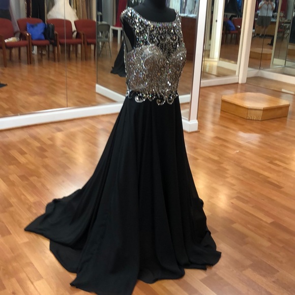 Serena London Dresses & Skirts - Black-nude formal dress with sequins, rhinestones